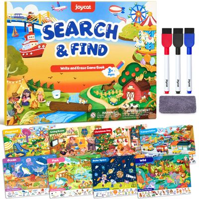 JoyCat Search and Find Activity Books, Preschool Learning Game Activities for Toddlers & Kids Ages 3-5, Travel Toys for Road Trip Car Airplane, Birthday Gifts for Girls and Boys 4-8