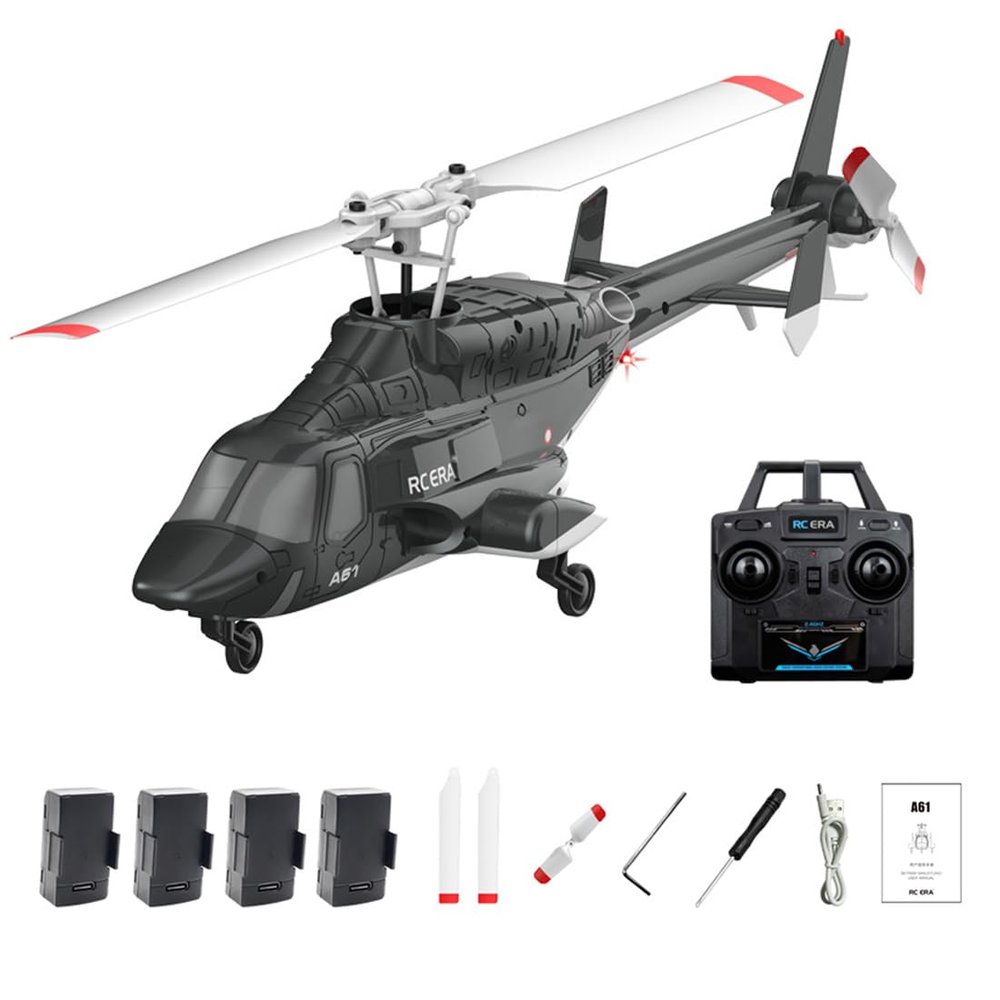 Actualia RC ERA A61 Flyingwolf RC Helicopter Model, 1:52 Scale Single Rotor 4CH RC Helicopter with Optical Flow Positioning, One-Key Start, RTF Gyro Stabilized Aircraft for Adults Beginners