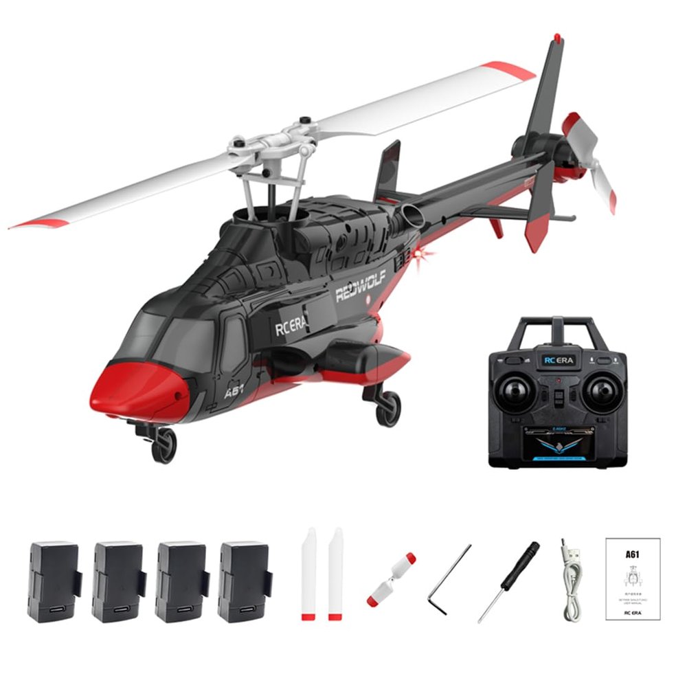 Actualia RC ERA A61 Flyingwolf RC Helicopter Model, 1:52 Scale Single Rotor 4CH RC Helicopter with Optical Flow Positioning, One-Key Start, RTF Gyro Stabilized Aircraft for Adults Beginners