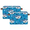 Aglebo Star Cartoon Shark Storage Basket Foldable Storage Bins Fabric Organizer Basket with Handles Rectangle Closet Basket for Shelves Laundry Nursery Bedroom Basket, 15 x 11 x 9.5 in 2 Pack view 1