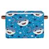 Aglebo Star Cartoon Shark Storage Basket Foldable Storage Bins Fabric Organizer Basket with Handles Rectangle Closet Basket for Shelves Laundry Nursery Bedroom Basket, 15 x 11 x 9.5 in 2 Pack view 2
