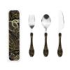 Golden Paisley Portable And Lightweight Gourd Handle Knife Fork Spoon Three Piece Set view 1