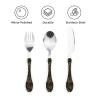 Golden Paisley Portable And Lightweight Gourd Handle Knife Fork Spoon Three Piece Set view 3