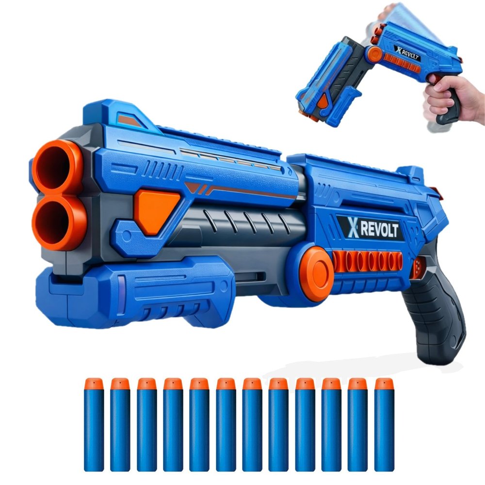 KOKEBUKA Double Barrel Style Foam Blaster - Realistic Break-Open Action Toy Shotgun with 12 Soft Darts - Manual Single-Shot Pump Action Toy Gun for Boys Ages 8-12, Outdoor Games, Birthday Gift