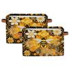 Aglebo Abstract Flower Bee Storage Basket Foldable Storage Bins Fabric Organizer Basket with Handles Rectangle Closet Basket for Shelves Laundry Nursery Bedroom Basket, 15 x 11 x 9.5 in 1 Pack view 1