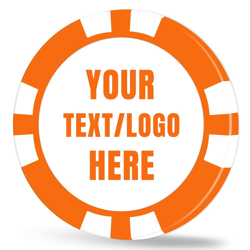 11.5 Grams Personalized Clay Poker Chips | Custom Poker Chips with Logo, Text|Double-Sided Full-Color Printing|Bar Tokens, Golf Markers,Party Games,Casino Night (Orange)