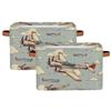 Aglebo Airplanes Clouds Storage Basket Foldable Storage Bins Fabric Organizer Basket with Handles Rectangle Closet Basket for Shelves Laundry Nursery Bedroom Basket, 15 x 11 x 9.5 in 2 Pack view 1