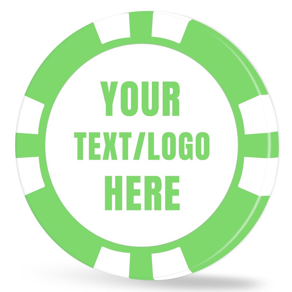 11.5 Grams Personalized Clay Poker Chips | Custom Poker Chips with Logo, Text|Double-Sided Full-Color Printing|Bar Tokens, Golf Markers,Party Games,Casino Night (D,Green)