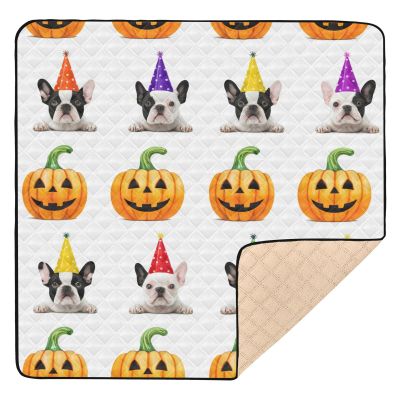 JUZIHAI Halloween Cute Dog Baby Play Mat for Floor 50'' x 50'', Soft Foldable Waterproof Crawling Playpen Mat with Non-Slip Bottom for Infants Toddlers Kids