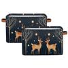 Aglebo Starry Sky Moose Tree Storage Basket Foldable Storage Bins Fabric Organizer Basket with Handles Rectangle Closet Basket for Shelves Laundry Nursery Bedroom Basket, 15 x 11 x 9.5 in 2 Pack view 1