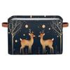Aglebo Starry Sky Moose Tree Storage Basket Foldable Storage Bins Fabric Organizer Basket with Handles Rectangle Closet Basket for Shelves Laundry Nursery Bedroom Basket, 15 x 11 x 9.5 in 2 Pack view 2