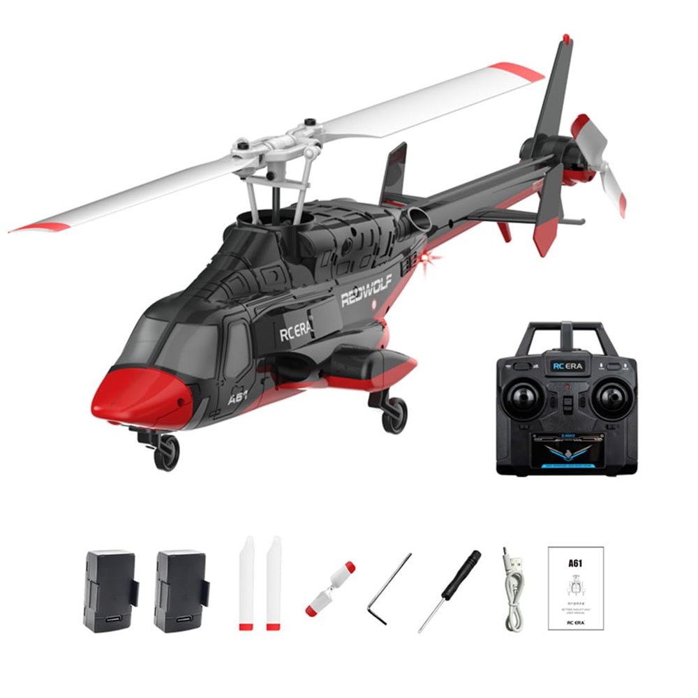 Actualia RC ERA A61 Flyingwolf RC Helicopter Model, 1:52 Scale Single Rotor 4CH RC Helicopter with Optical Flow Positioning, One-Key Start, RTF Gyro Stabilized Aircraft for Adults Beginners