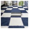 10/20/30/40/50/100Pcs Interlocking Carpet Tiles,12X 12in Plush Interlocking Foam Carpet Tiles, Thickened Soft Anti-Slip Puzzle Area Rug Playmat,Navy Blue + White,10pcs view 1