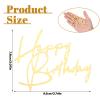 10pcs Happy Birthday Cake Toppers Gold Acrylic Happy Birthday Sign For Cake Decorations Cakes Picks Stick Decor For Celebrating Anniversary Party Wedding view 2