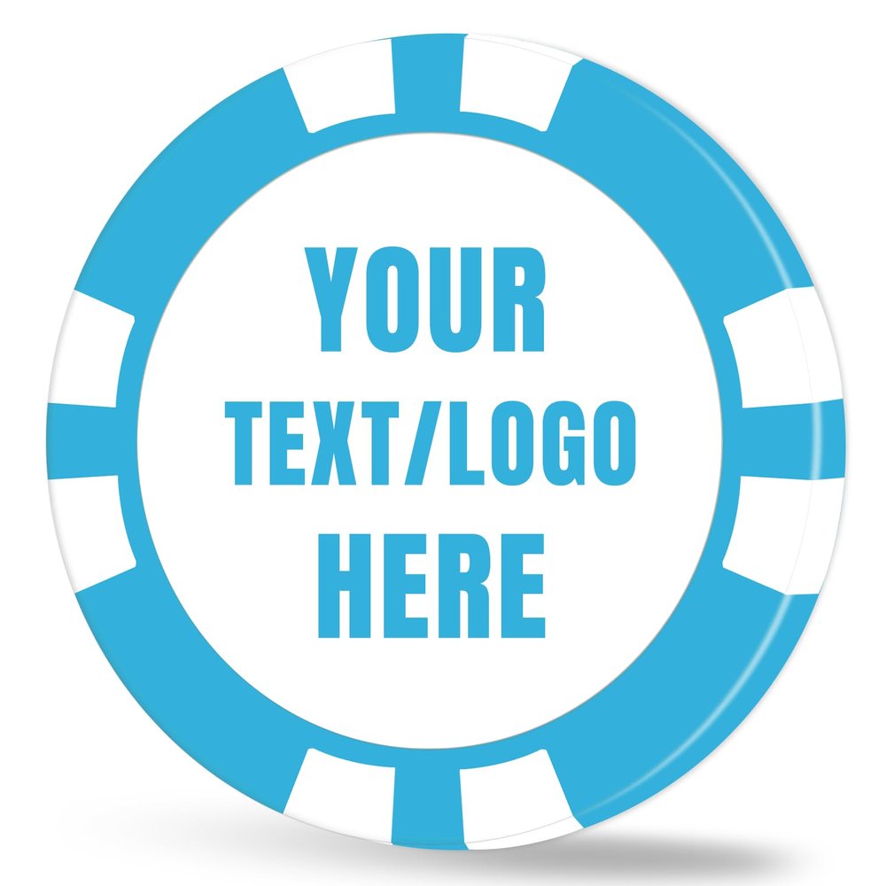 11.5 Grams Personalized Clay Poker Chips | Custom Poker Chips with Logo, Text|Double-Sided Full-Color Printing|Bar Tokens, Golf Markers,Party Games,Casino Night (DLight Blue)