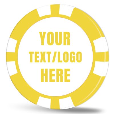 11.5 Grams Personalized Clay Poker Chips | Custom Poker Chips with Logo, Text|Double-Sided Full-Color Printing|Bar Tokens, Golf Markers,Party Games,Casino Night (D, Yellow)
