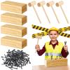 Realspring 4 Set Wooden Hammer Toys Kids Hammer Pounding Toy 8+ Year Old Carpentry Workbench Toys for Construction Birthday Party Supplies Montessori Education Boys and Girls Gift view 1