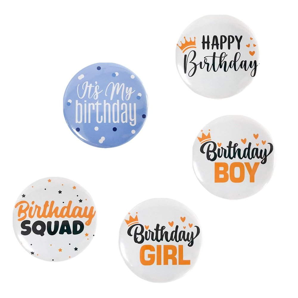 Leewoth 4pcs It's My Birthday Button Happy Button Happy Birthday Badge Pins Party for Adults, Kids, Men or Women Party Decorations (Blue and white)