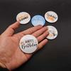 Leewoth 4pcs It's My Birthday Button Happy Button Happy Birthday Badge Pins Party for Adults, Kids, Men or Women Party Decorations (Blue and white) view 4