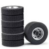 Rc Car Wheel Rim Tire for Tamiya 4 Pcs Rear Wheel Rim Hub and Rubber Tires Kit for 1/14th rc Cars Tractor Truck Trailer Cargo Wheels Parts view 3