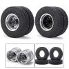 Rc Car Wheel Rim Tire for Tamiya 4 Pcs Rear Wheel Rim Hub and Rubber Tires Kit for 1/14th rc Cars Tractor Truck Trailer Cargo Wheels Parts view 4