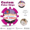 11.5 Grams Personalized Clay Poker Chips | Custom Poker Chips with Logo, Text|Double-Sided Full-Color Printing|Bar Tokens, Golf Markers,Party Games,Casino Night (D, Rose Red) view 4