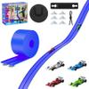 16FT Flexible Race Track with 4 Cars - DIY Car Ramp Track for Jumps, Loops, Ramps - Portable Roll-Up Dual Racetrack for Indoor Outdoor Play, Ages 3+ (Blue) view 1