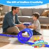16FT Flexible Race Track with 4 Cars - DIY Car Ramp Track for Jumps, Loops, Ramps - Portable Roll-Up Dual Racetrack for Indoor Outdoor Play, Ages 3+ (Blue) view 3