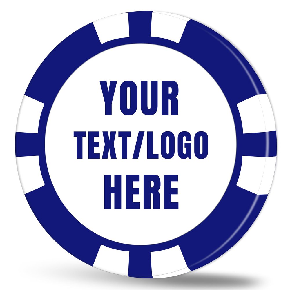 11.5 Grams Personalized Clay Poker Chips | Custom Poker Chips with Logo, Text|Double-Sided Full-Color Printing|Bar Tokens, Golf Markers,Party Games,Casino Night (D,Deep Blue)