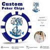 11.5 Grams Personalized Clay Poker Chips | Custom Poker Chips with Logo, Text|Double-Sided Full-Color Printing|Bar Tokens, Golf Markers,Party Games,Casino Night (D,Deep Blue) view 4