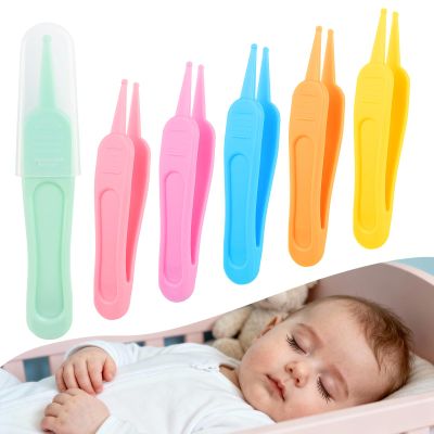 6Pcs Infant Baby Nose Picker, Mini Baby Nose Pickers Tool Baby Cleaner Clips, and Baby Nose Picker Tools Cleaning Tweezer with Plastic Round-Head Baby Ear Nose Navel
