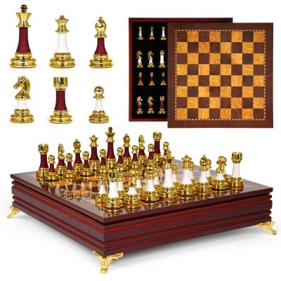 15-Inch Large Chess Set for Adults and Kids  Weighted Zinc Alloy & Acrylic Chess Pieces with Wooden Chess Board, Premium Classic Board Game for Home, Office, Family Game Night & Gifts
