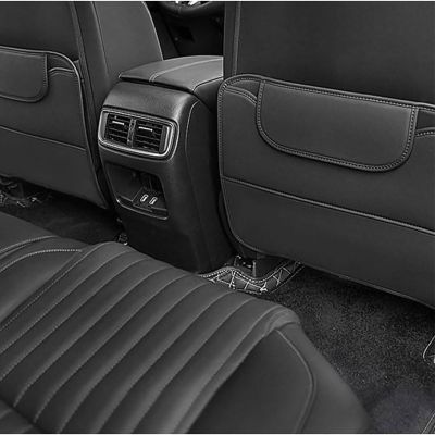 SGLEULRC 2 PCS Car Seat Kick Mat for Mitsubishi Eclipse Cross 2018-2024, Leather Rear Seat Back Protectors Kick Pads with Storage Bag Against Dirty Shoes Scratches Interior Accessories,Black