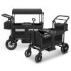 MiniKins Wagon for Kids, 2-Seater Stroller Wagon with Removable Canopy, All Terrain Tires, Foldable, Adjustable Push & Pull Handle, Storage Bag, Black view 1