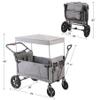REDCAMP Foldable Stroller Wagon for 2 Kids with Canopy, Collapsible Outdoor Stroller, Adjustable Handle and 5-Point Harness, Grey Pull-Along Wagon for Beach/Park/Zoo/Travel view 2