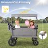 REDCAMP Foldable Stroller Wagon for 2 Kids with Canopy, Collapsible Outdoor Stroller, Adjustable Handle and 5-Point Harness, Grey Pull-Along Wagon for Beach/Park/Zoo/Travel view 3