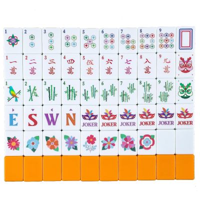 Arrowbash 160 Pcs American Mahjong Set 1.2 Inch 160 Mahjong Tiles Set with Orange Back Melamine Hand Carved Pattern for Adult Mah Jong Tabletop Games Mah Jong Lover Beginners Tiles Only