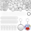 Tondiamo 100 Sets 58 mm/ 2.25 Inch Button Maker Keychains Supplies Metal Button Badge Sets Including Metal Shell, Plastic Film, Backing Parts, Keychain for Maker Machine DIY Gifts (Mirror) view 1