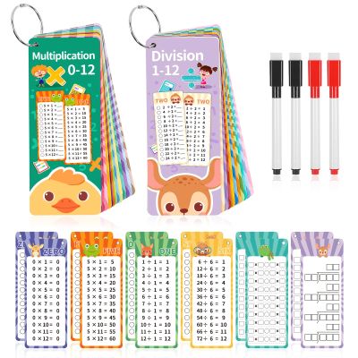 2 Packs of 31 Pcs Multiplication and Division Flashcards, 0-12 Math Flash Cards 1-12 Division Flashcards Multiplication Chart Math Games for Kids 1st to 3rd Grade