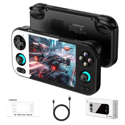 RG 476H Retro Handheld Game Console RG 476H Retro Game Console 4.7 inch IPS Multi-Touch Screen Android 13 Unisoc T820 Processor RG476H Support 1080p DP Output WiFi Bluetooth Black