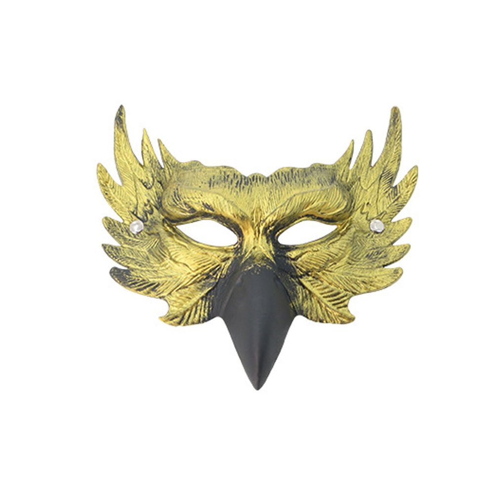 Half Face Bird Mask,Funny Eagle Owl Eyes Mask Fancy Dress for Halloween Carnival Costume Party,Bird Cosplay Costume (Gold)