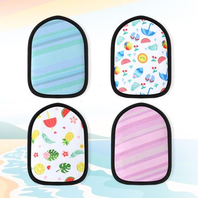4 PCS Seabeach & Stripe Theme Sand Wipe Off Mitts, Soft Breathable Gloves Duster for Volleyball Sandbox Lakeside Water Activities, Beach Sand Remover Cleaner Mitts Bags for Surf Ocean Sport Recreation