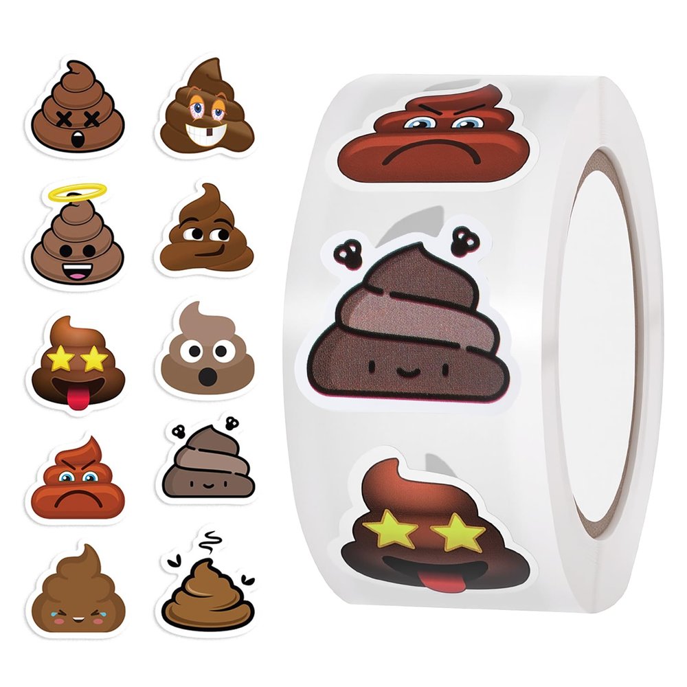 1000PCS Funny Poop Stickers Roll Poop Sticker 10 Styles Poops Party Favors Decorations Gifts Self Adhesive Stickers Decals for Water Bottles Luggage Scrapbook Laptop Envelope Office Birthday
