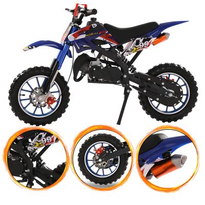 50cc 2-Stroke Kids Dirt Bike for Boys & Girls 8-14 Years, Gas Powered Mini Dirt Bike with 10" Off-Road Tyres, Front & Rear Disc Brakes, Max Speed 25MPH, Ideal Off-Road Motorcycle for Children (Blue)