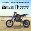 50cc 2-Stroke Kids Dirt Bike for Boys & Girls 8-14 Years, Gas Powered Mini Dirt Bike with 10" Off-Road Tyres, Front & Rear Disc Brakes, Max Speed 25MPH, Ideal Off-Road Motorcycle for Children (Blue) view 3