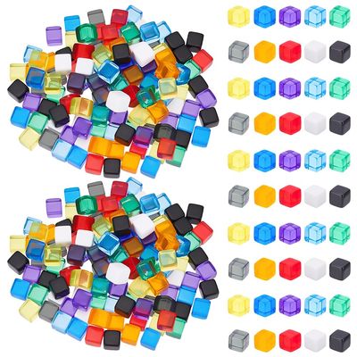 BENECREAT 300Pcs 10 Colors Blank Dice, 0.3inch Acrylic Cube Six Sided Dice, Assorted Color DIY Cubes for Making Creative Games, Board Game Props
