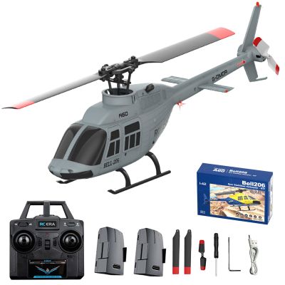 Authticar RC Helicopter, 1:42 Scale 4CH Bell206 RC Helicopter with 6 Axis Gyro Altitude Hold Optical Flow Positioning Brushless Motor One Key Takeoff Landing for Adults (Gray)