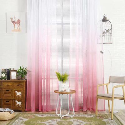 HooHero Pink 50 Width Sheer Curtains Modern Simple Ombre Style Window Treatments Rod Pocket Top Style Panel for Kids Nursery Room Bedroom