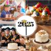 Graduation Cupcake Toppers 2025 | Black and Gold Graduation Theme Cupcake Toppers,Appetizer Picks Decorative Photo Booth Props Table Centerpieces for Kindergarten Classroom Kids College School view 4