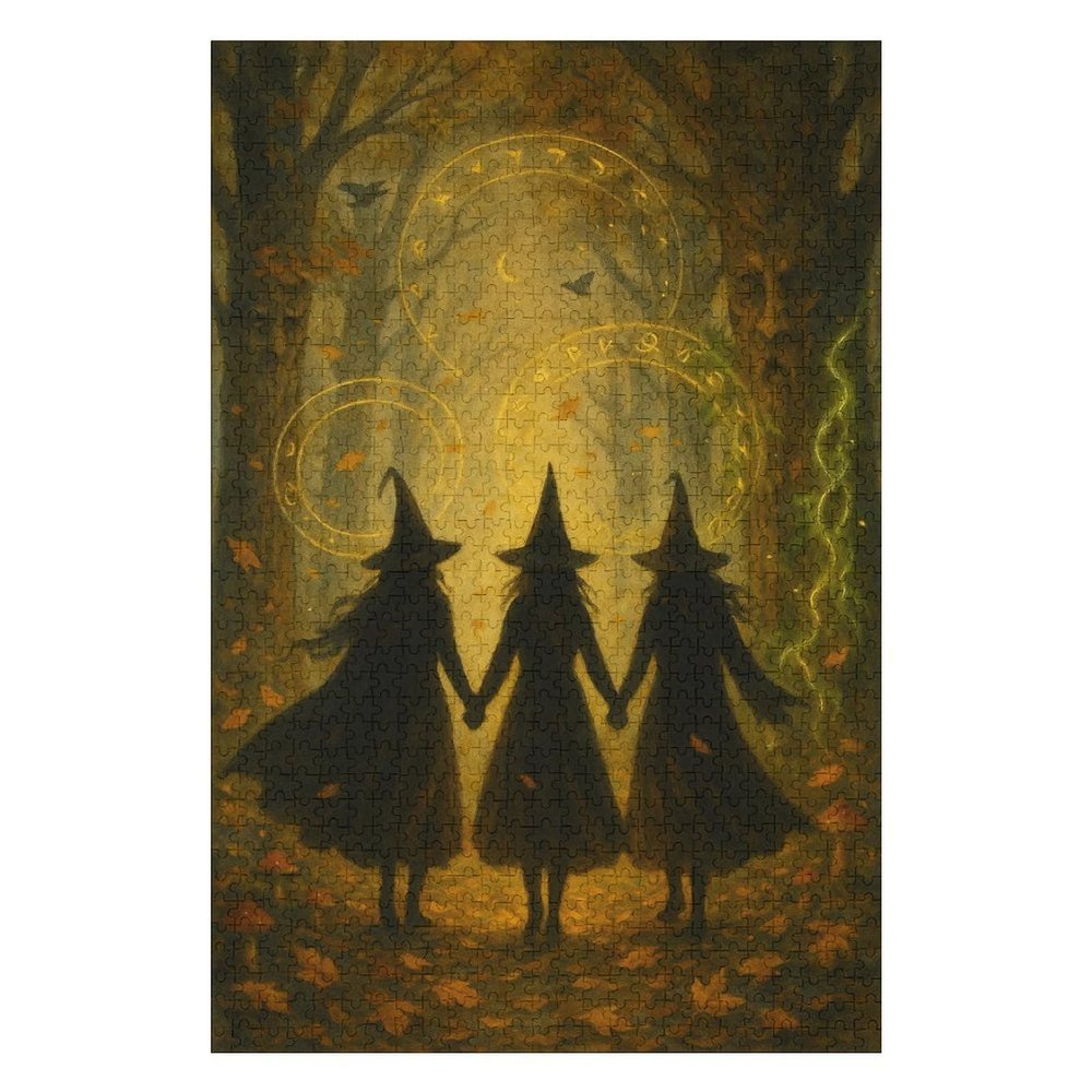 The Halloween Witch in The Forest 500 Pieces Jigsaw Puzzles, Wooden Puzzle for Adults - Enchanted Forest, Weekend Challenge, Bedroom Wall Art